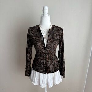 Y2k Chic Chico's Leopard Print Zip Up Size 0 Womens